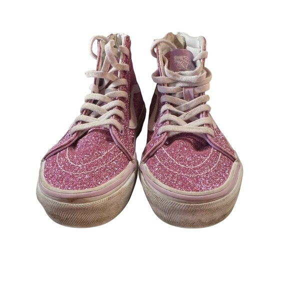 Vans‎ Youth Glitter Pink High-Top Sneakers with Zipper Back Size 1.5 Girls - Picture 2 of 6